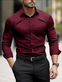 Men's Breathable Long Sleeve Slim Fit Shirt Side