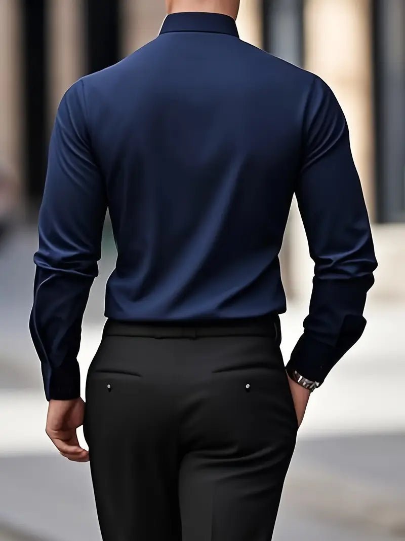 Men's Breathable Long Sleeve Slim Fit Shirt View 12