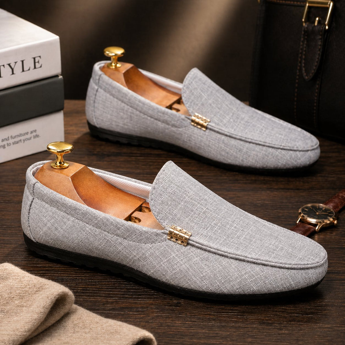 Men's Canvas Slip-On Loafers with Everyday Style Angle