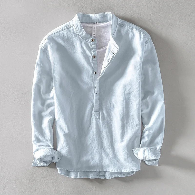 Men's Casual Long Sleeve Henley Shirt Detail