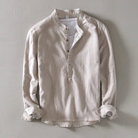 Men's Casual Long Sleeve Henley Shirt Front