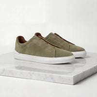 Men's Casual Suede Sneakers with Polished Finish Angle