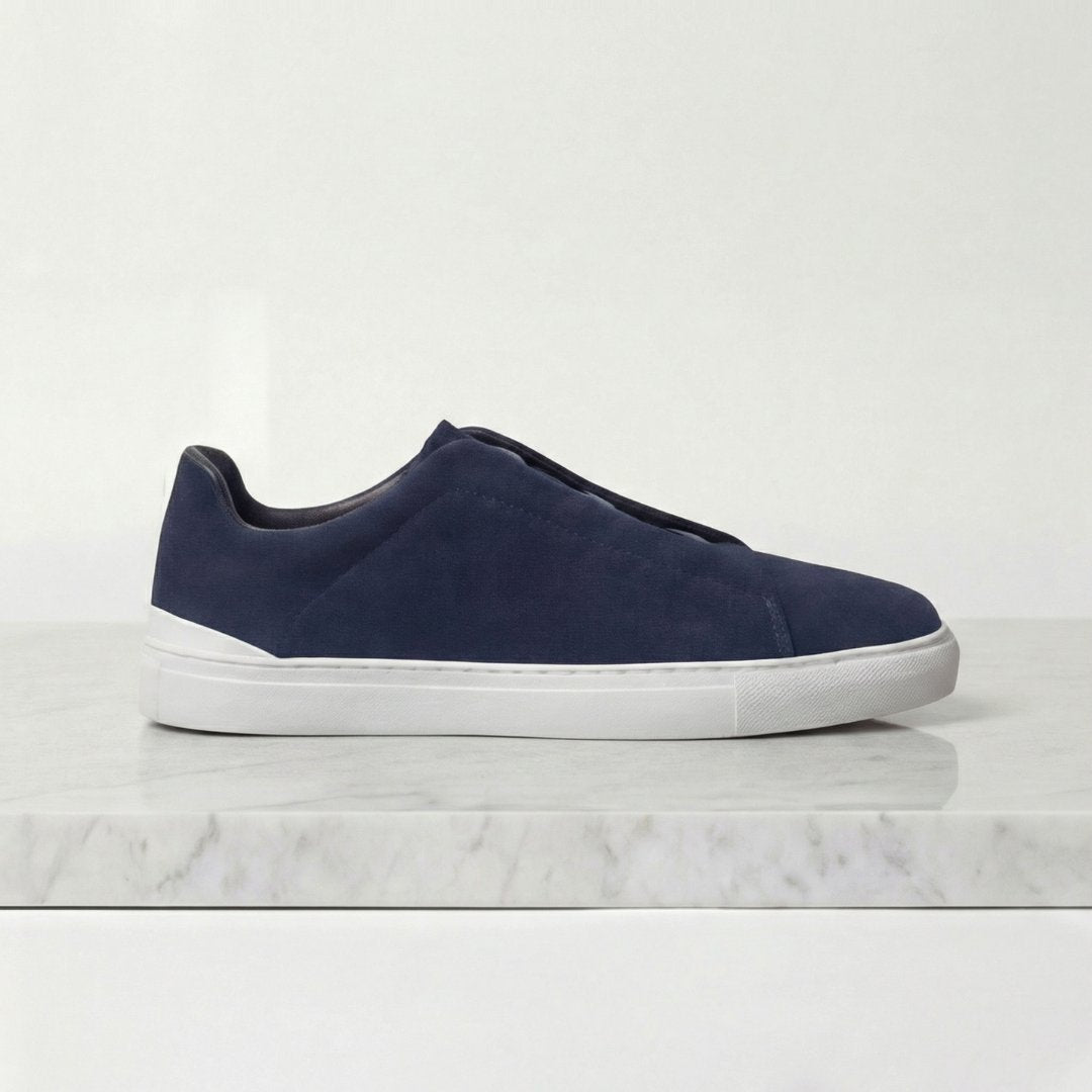 Men's Casual Suede Sneakers with Polished Finish Front
