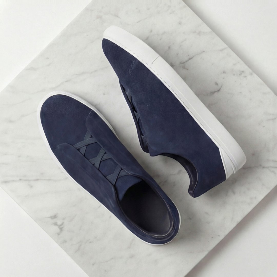Men's Casual Suede Sneakers with Polished Finish Side