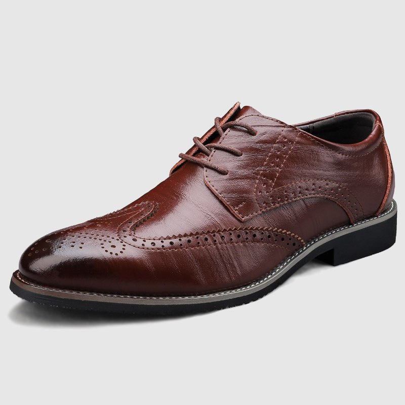 Men's Classic Brogue Dress Shoes with Perforated Detail Angle