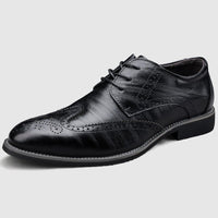 Men's Classic Brogue Dress Shoes with Perforated Detail Close Up