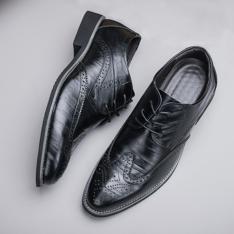 Men's Classic Brogue Dress Shoes with Perforated Detail Front