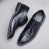 Men's Classic Brogue Dress Shoes with Perforated Detail Front