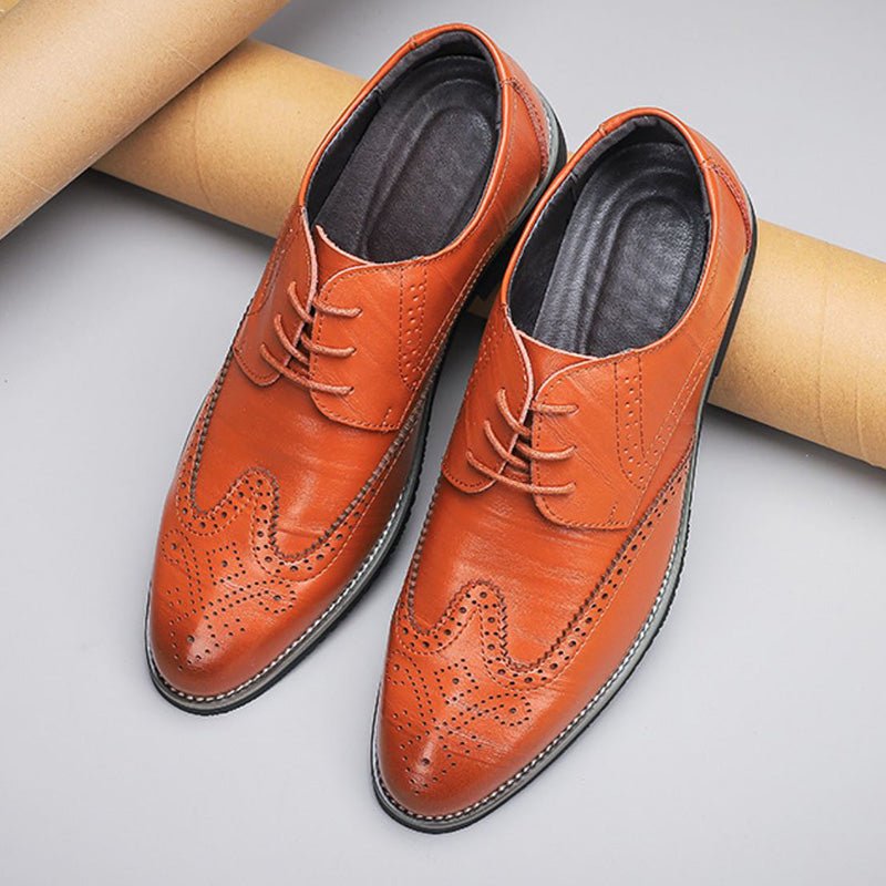 Men's Classic Brogue Dress Shoes with Perforated Detail Full