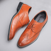 Men's Classic Brogue Dress Shoes with Perforated Detail Side