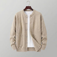 Men's Classic Buttoned Cardigan with Knit Finish Back