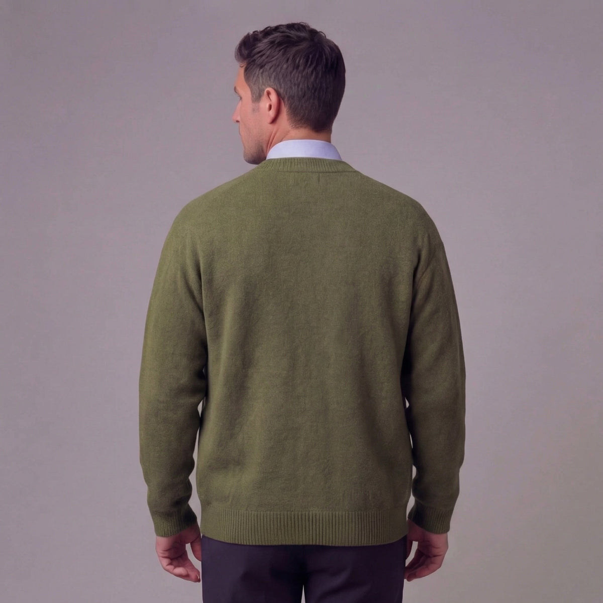 Men's Classic Buttoned Cardigan with Knit Finish Detail