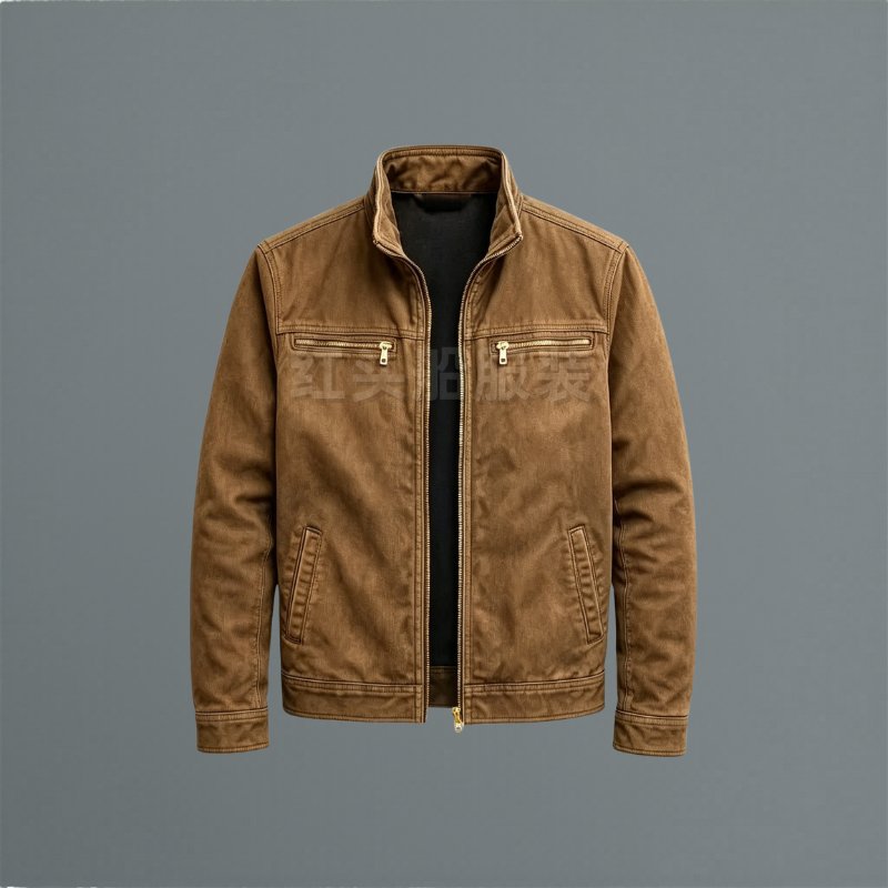 Men's Classic Cotton Jacket with Dual Chest Zippers Back
