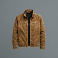 Men's Classic Cotton Jacket with Dual Chest Zippers Back