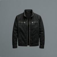 Men's Classic Cotton Jacket with Dual Chest Zippers Detail