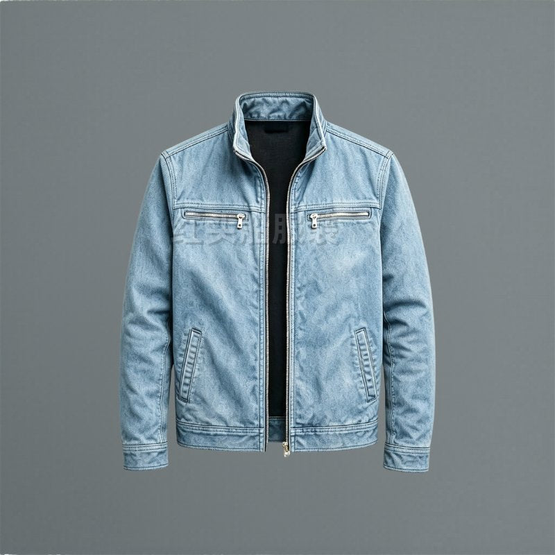 Men's Classic Cotton Jacket with Dual Chest Zippers Side
