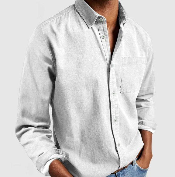 Men's Classic Denim Button Shirt with Chest Pocket Alternate