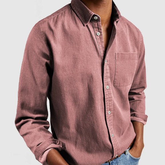 Men's Classic Denim Button Shirt with Chest Pocket Angle