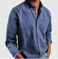 Men's Classic Denim Button Shirt with Chest Pocket Full