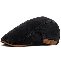 Men's Classic Denim Flat Cap with Adjustable Strap Front