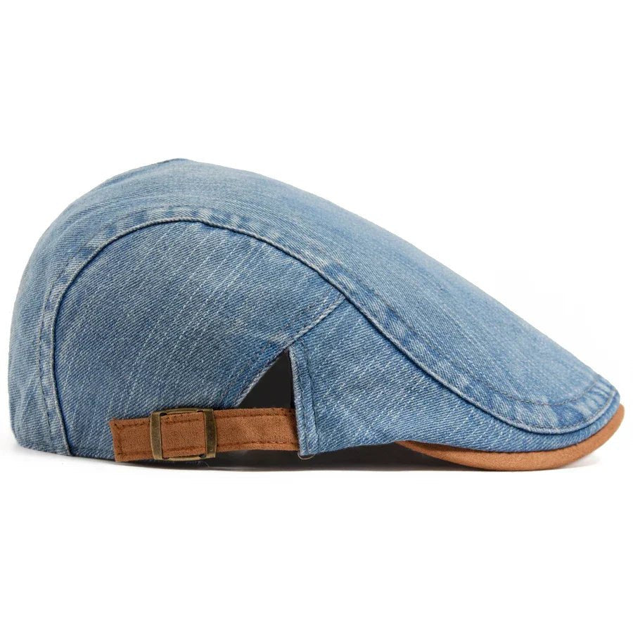 Men's Classic Denim Flat Cap with Adjustable Strap Lifestyle