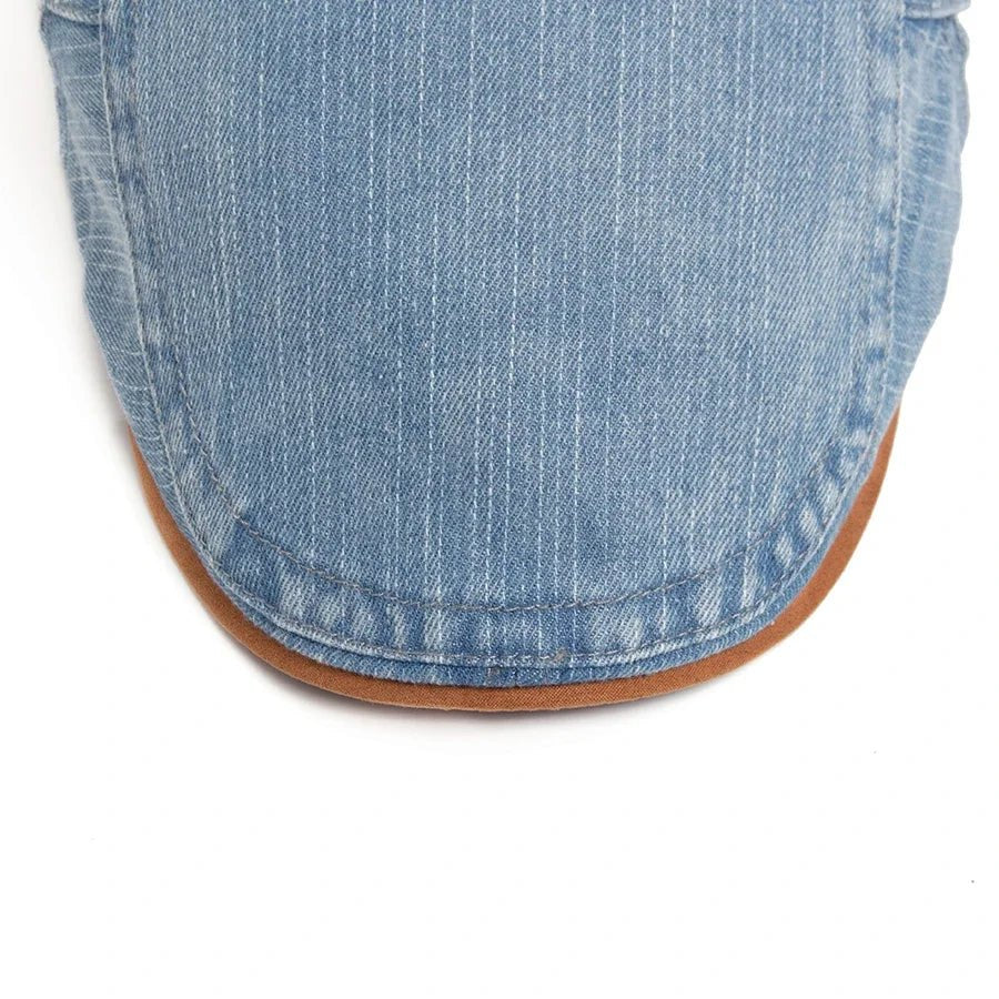 Men's Classic Denim Flat Cap with Adjustable Strap View 11
