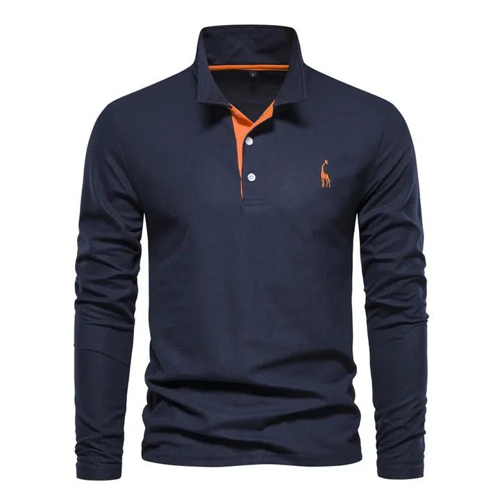 Men's Classic Long-Sleeved Polo Shirt Close Up