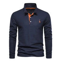 Men's Classic Long-Sleeved Polo Shirt Close Up