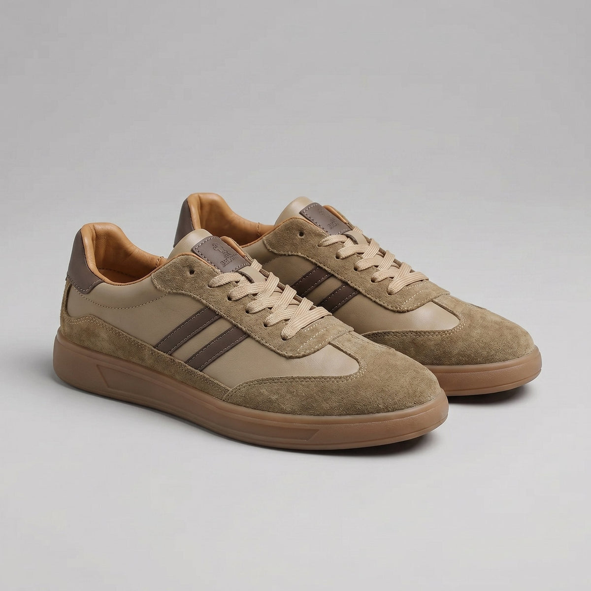 Men's Classic Retro Sneakers with Twin Side Stripes Close Up