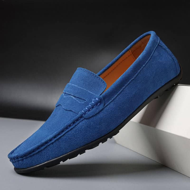 Men's Classic Suede Loafers with Cushioned Sole Close Up