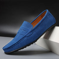 Men's Classic Suede Loafers with Cushioned Sole Close Up