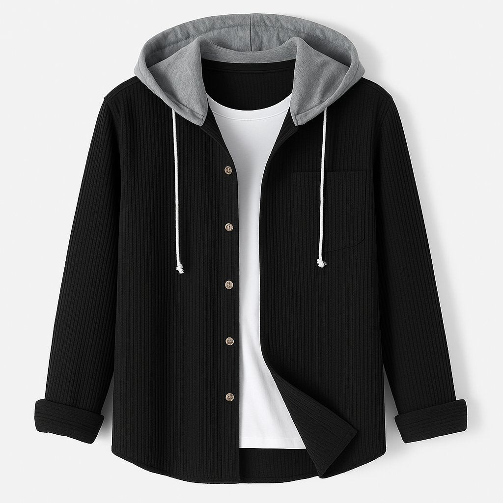 Men's Corduroy Hoodie with Adjustable Hood Angle