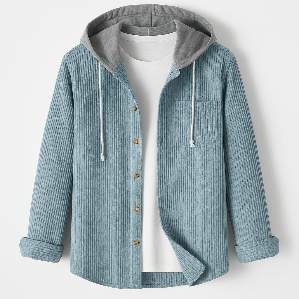Men's Corduroy Hoodie with Adjustable Hood Back