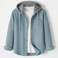 Men's Corduroy Hoodie with Adjustable Hood Back
