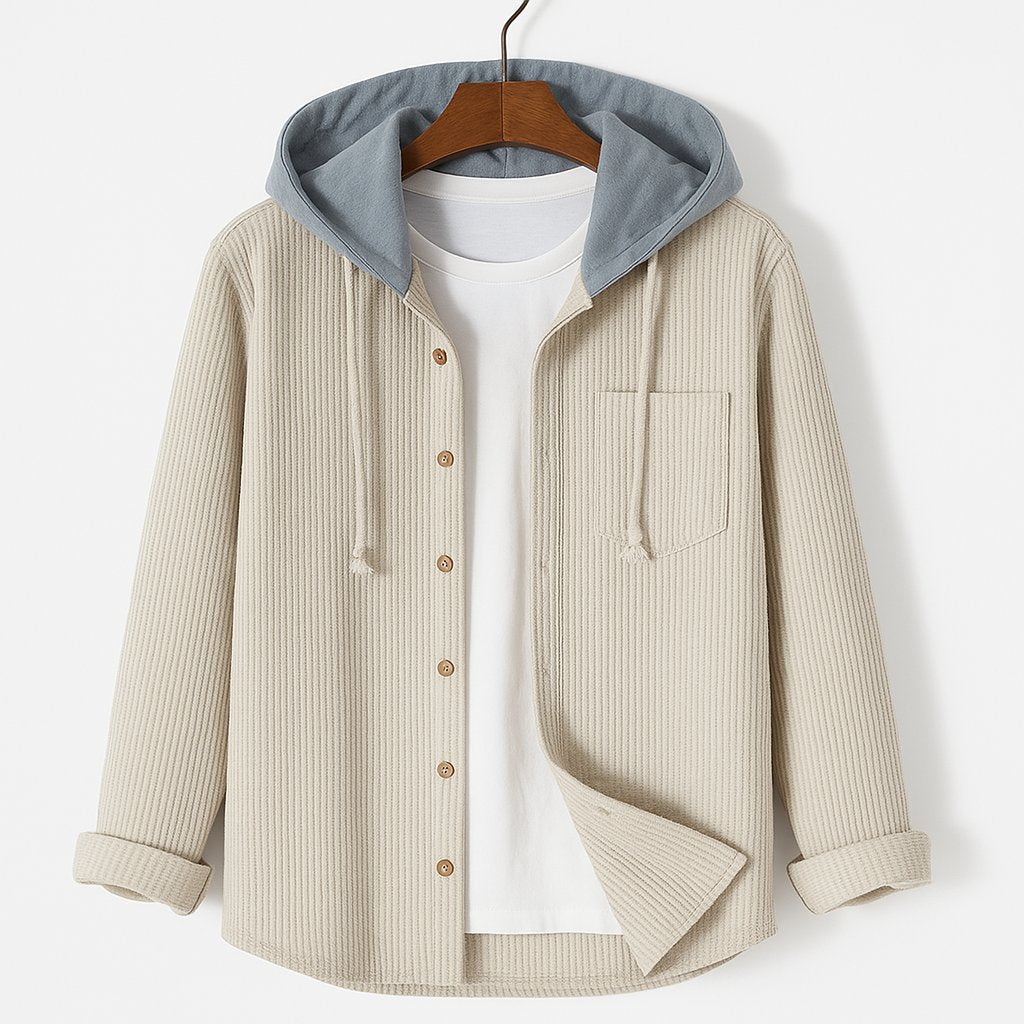 Men's Corduroy Hoodie with Adjustable Hood Lifestyle