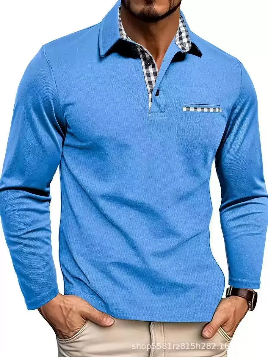 Men's Cotton Blend Long Sleeve Polo Shirt Angle
