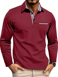 Men's Cotton Blend Long Sleeve Polo Shirt Back