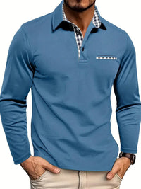 Men's Cotton Blend Long Sleeve Polo Shirt Front