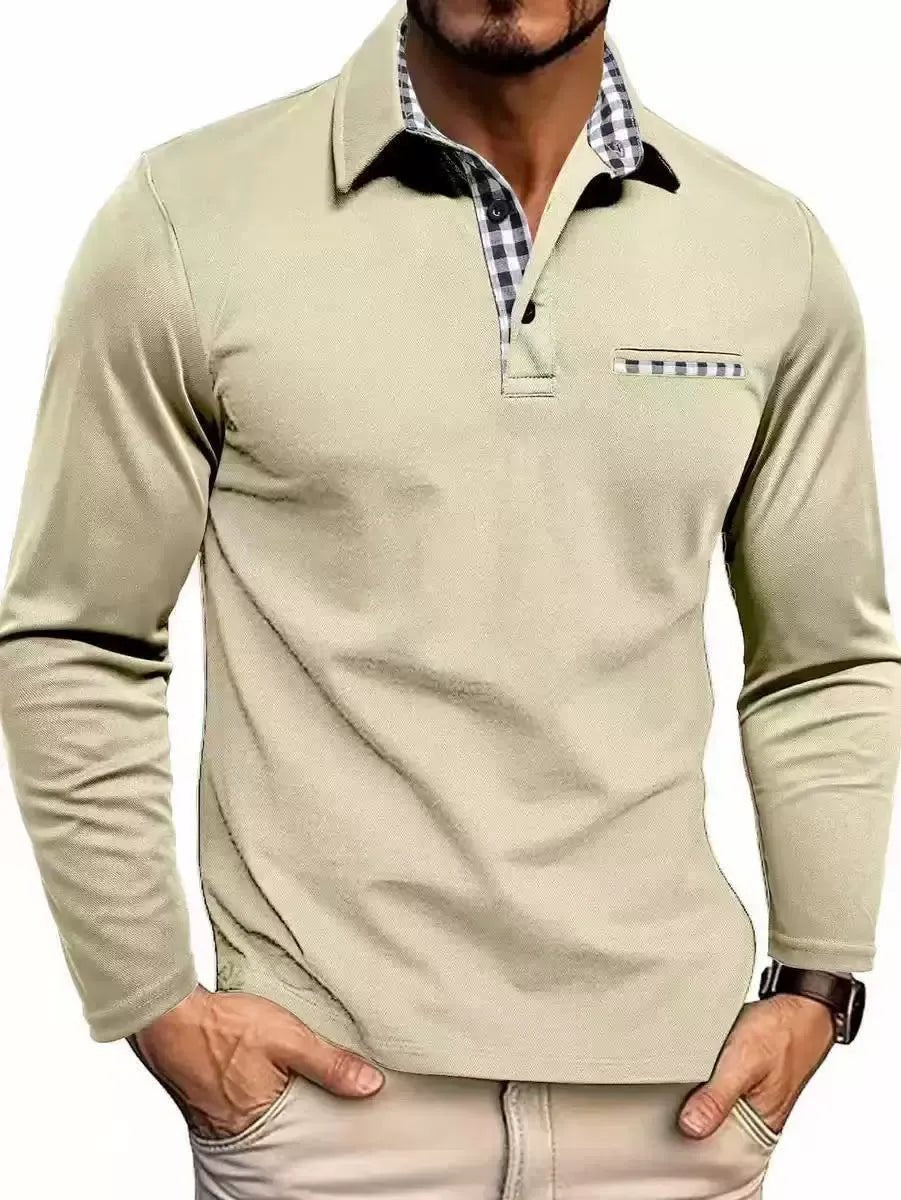 Men's Cotton Blend Long Sleeve Polo Shirt View 11