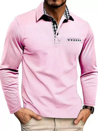Men's Cotton Blend Long Sleeve Polo Shirt View 12