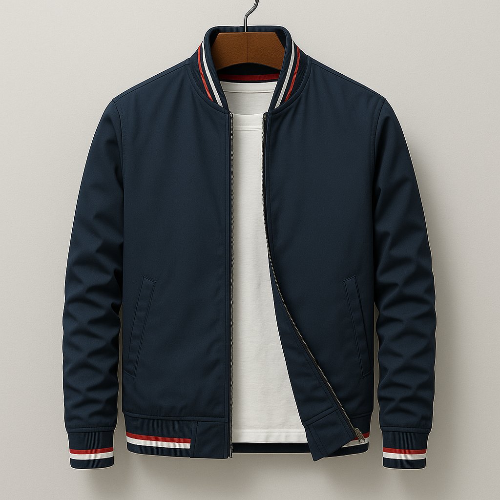 Men's Cotton Blend Parker Jacket with Ribbed Trim Close Up