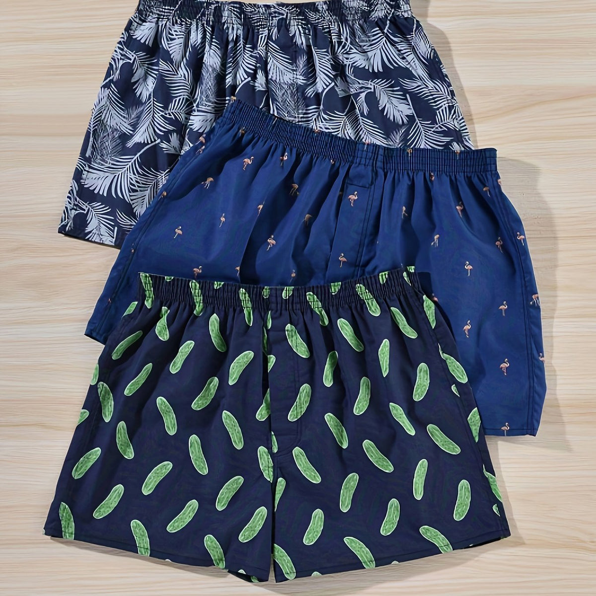 Men's Cotton Boxers | 3-Pack with Plant Print Angle