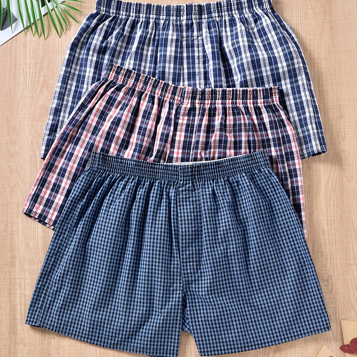 Men's Cotton Boxers | 3-Pack with Plant Print Close Up