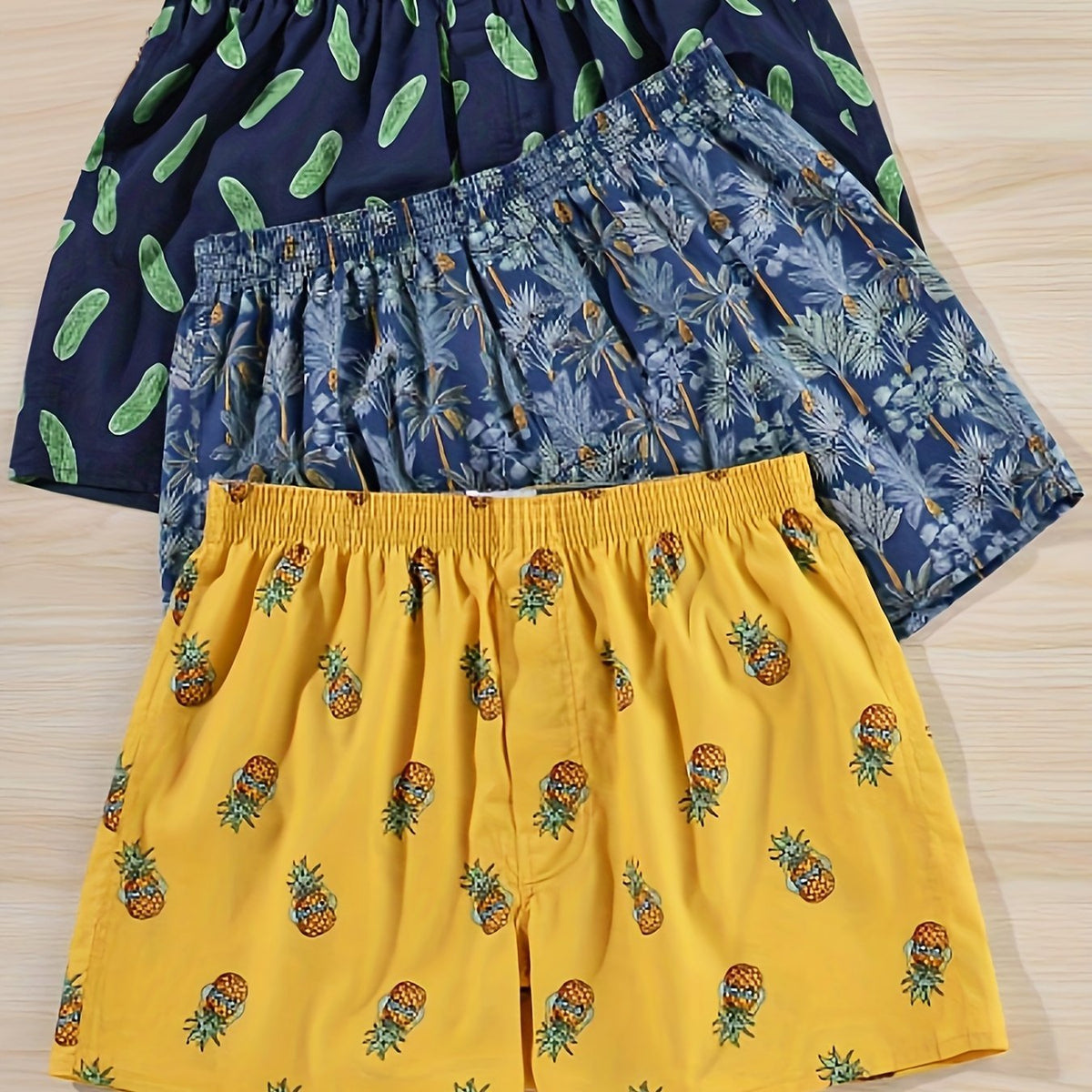 Men's Cotton Boxers | 3-Pack with Plant Print Lifestyle