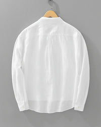 Men's Cotton-Linen Popover Shirt with Relaxed Fit Detail