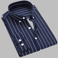 Men's Cotton Oxford Plaid Shirt with Chest Pocket Side