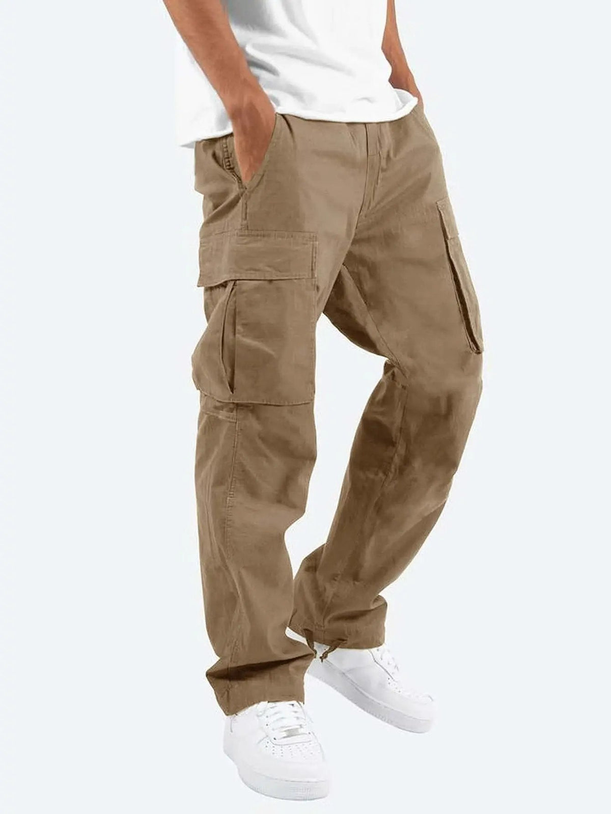 Men's Drawstring Cargo Trousers with Dual Thigh Pockets Back