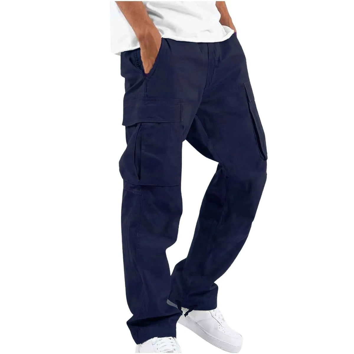Men's Drawstring Cargo Trousers with Dual Thigh Pockets Close Up