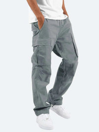 Men's Drawstring Cargo Trousers with Dual Thigh Pockets Side