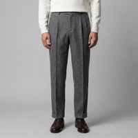 Men's Elegant Pleated Trousers with Side Adjuster Back